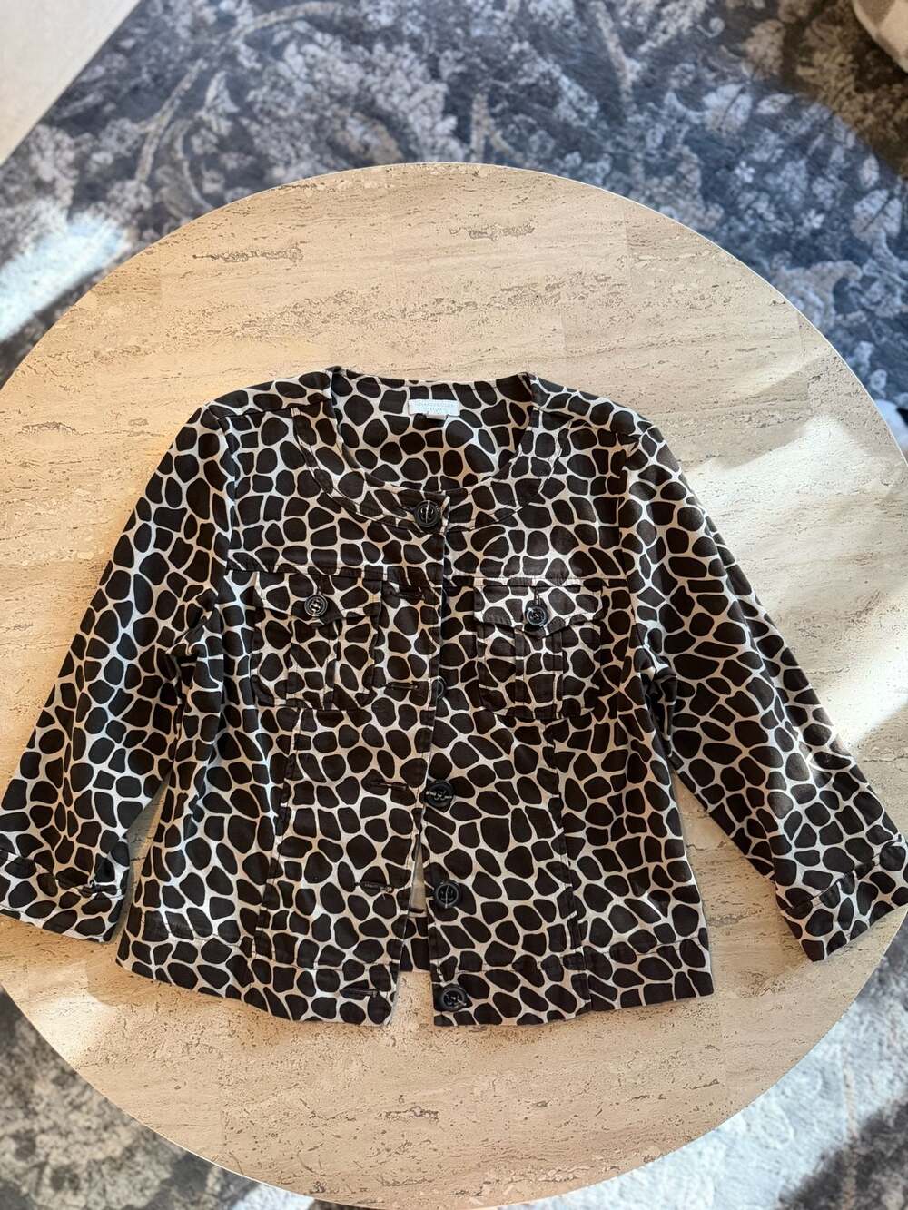 Charter Club Petite Button-Front Giraffe Print Cotton Jacket